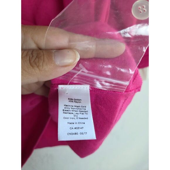 NWOT Talbots Women Pink w/White Ruffe Collar Knit Cotton Sweater size 2X - Picture 8 of 8